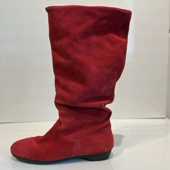 MARTINO Red Suede Slouchy Boots Size 9 - Picture 2 of 13